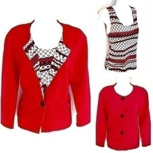 2 Items! Geometric Design Blazer & Tank Set!